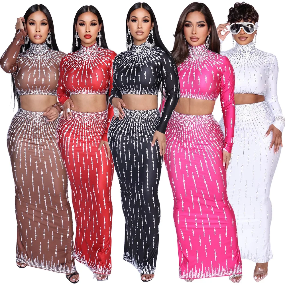 Crop Top Crochet - ผู้หญิงชุด Street แขนยาวพิมพ์ Crop Tops +