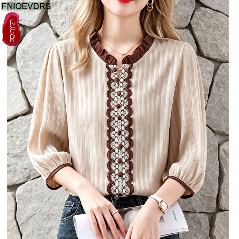 เสื้อเบลาส์คอตั้งสไตล์วินเทจย้ - Romper Floral Print บทวิจารณ์และราคา