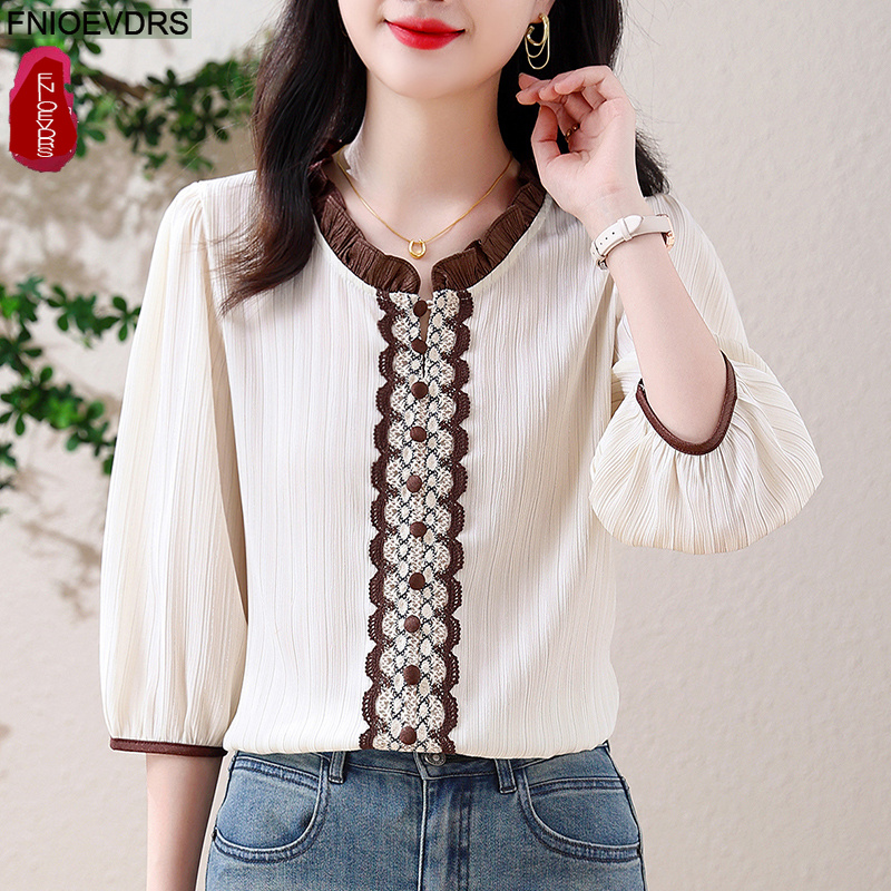 เสื้อเบลาส์คอตั้งสไตล์วินเทจย้ - Romper Floral Print บทวิจารณ์และราคา