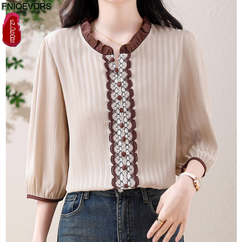 เสื้อเบลาส์คอตั้งสไตล์วินเทจย้ - Romper Floral Print บทวิจารณ์และราคา