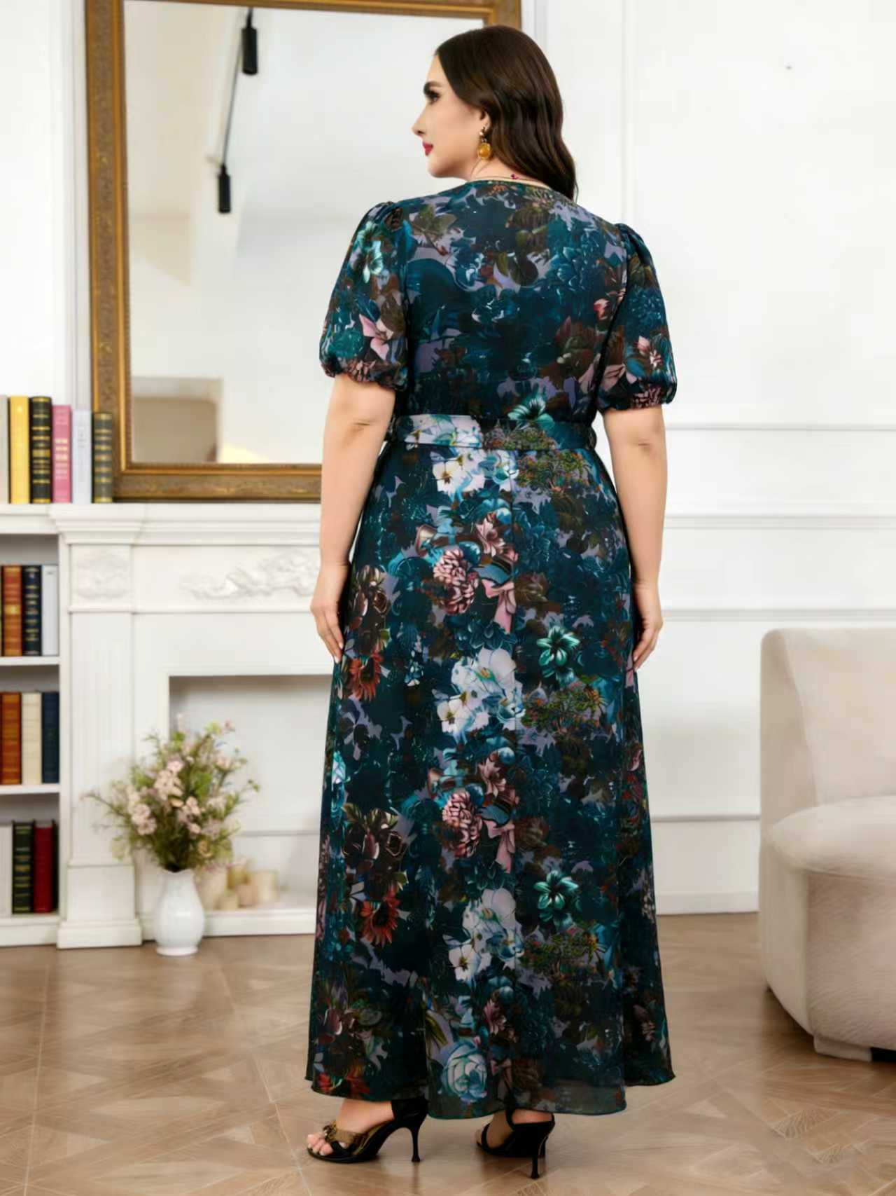 เดรสยาวลายดอกไม้สีเข้มสำหรับสา - Romper Floral Print บทวิจารณ์และราคา