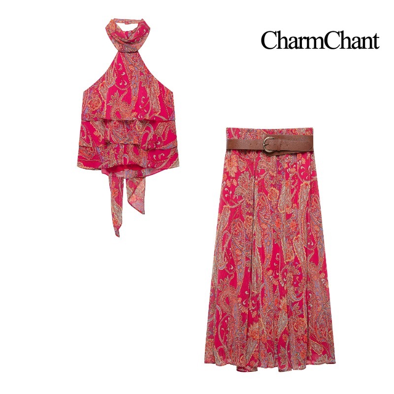 ชุดเซ็ต 2 ชิ้นสำหรับผู้หญิง CH - Midi Skirt Floral บทวิจารณ์และราคา