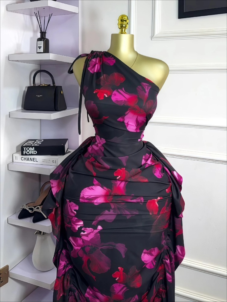 ผู้หญิงดอกไม้พิมพ์หนึ่งไหล่แขน - Midi Skirt Floral บทวิจารณ์และราคา