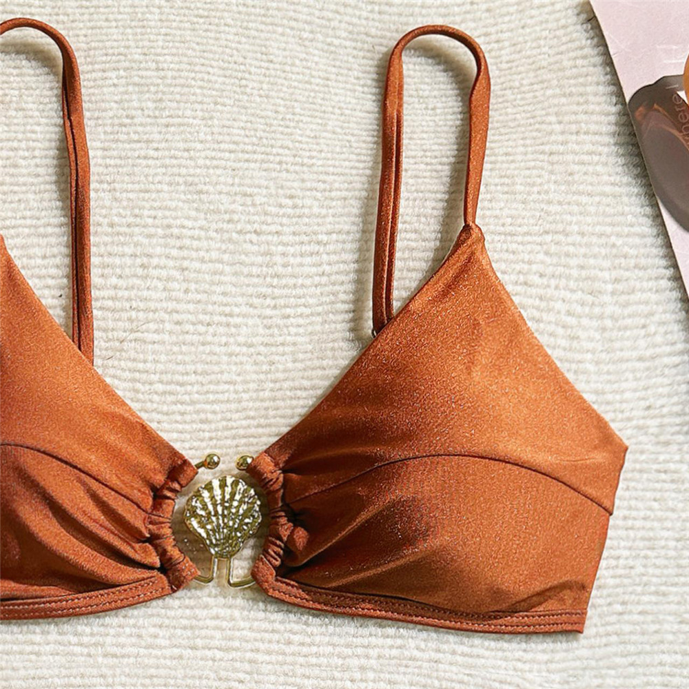 ชุดว่ายน้ำบิกินี่สีแดงไวน์แบบเ - Swimsuit Bikini Ruched บทวิจารณ์และราคา