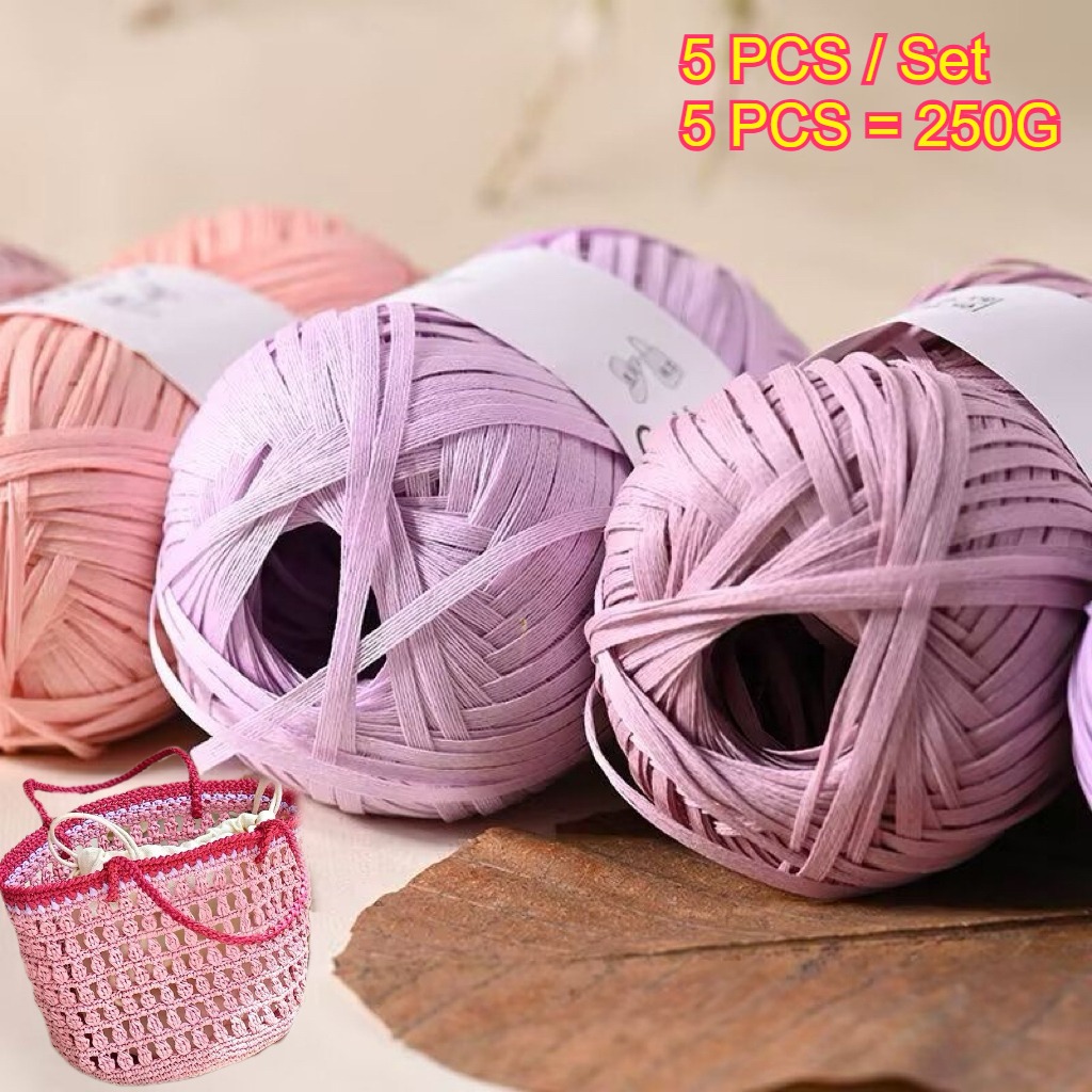 เชือกกระดาษราฟเฟีย 5 ชิ้น 250  - Crochet Bag Raffia บทวิจารณ์และราคา