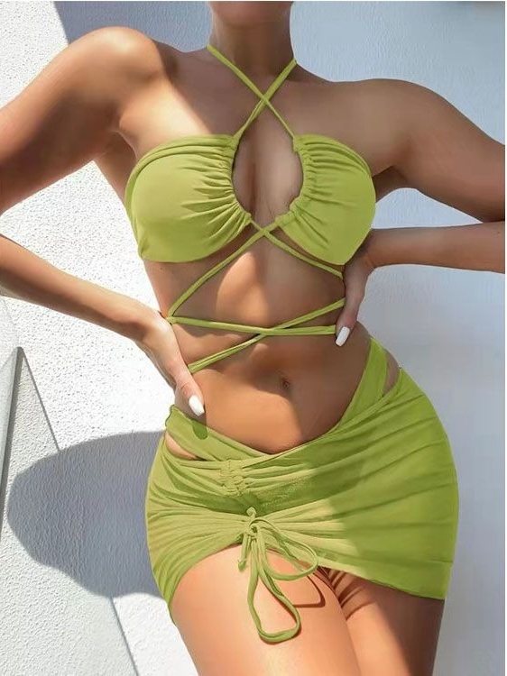 ชุดบิกินี่เอวสูงสำหรับผู้หญิง  - Swimsuit Bikini Ruched บทวิจารณ์และราคา