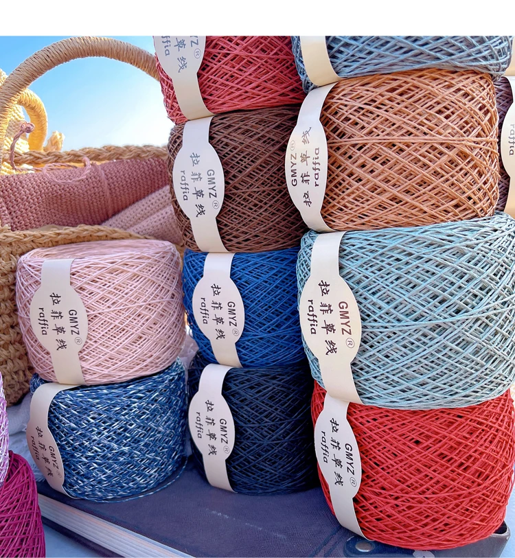 ไหมพรมราฟเฟียญี่ปุ่นแบบล้างทำค - Crochet Bag Raffia บทวิจารณ์และราคา